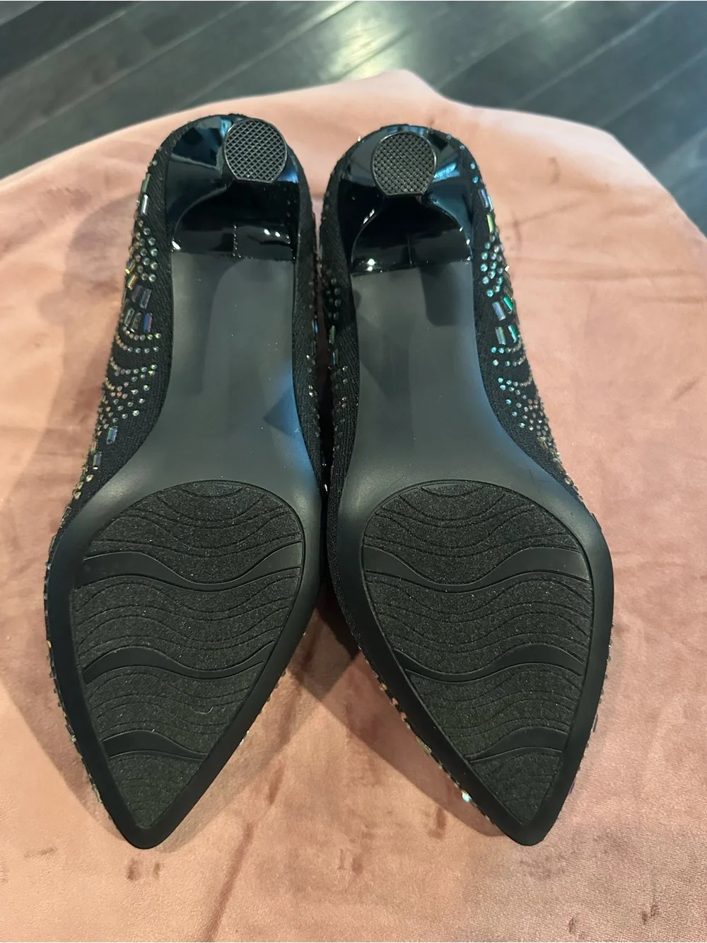 Tory Burch Black Multicolor Rhinestone Pointed Toe Booties
